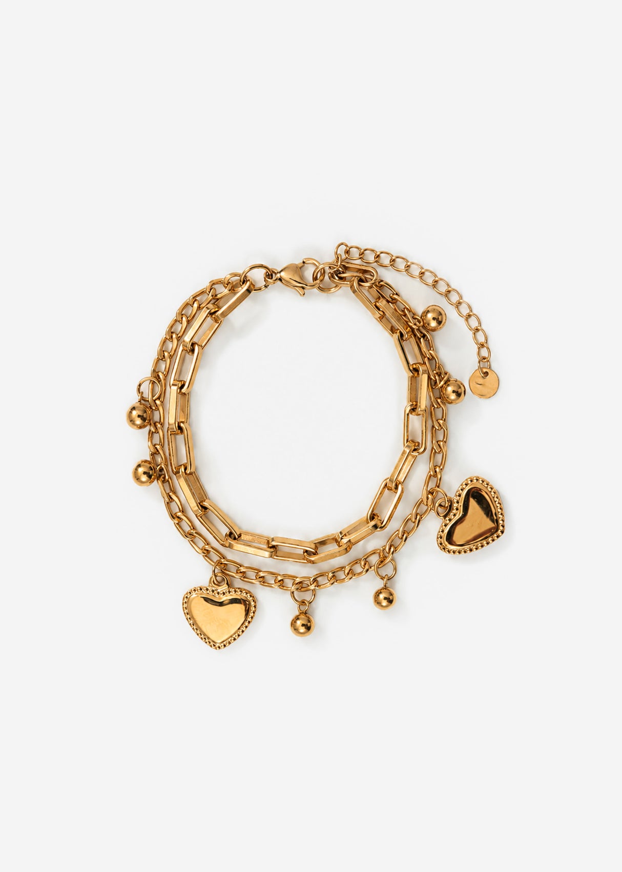 Armband mit Herzanhängern - gold
