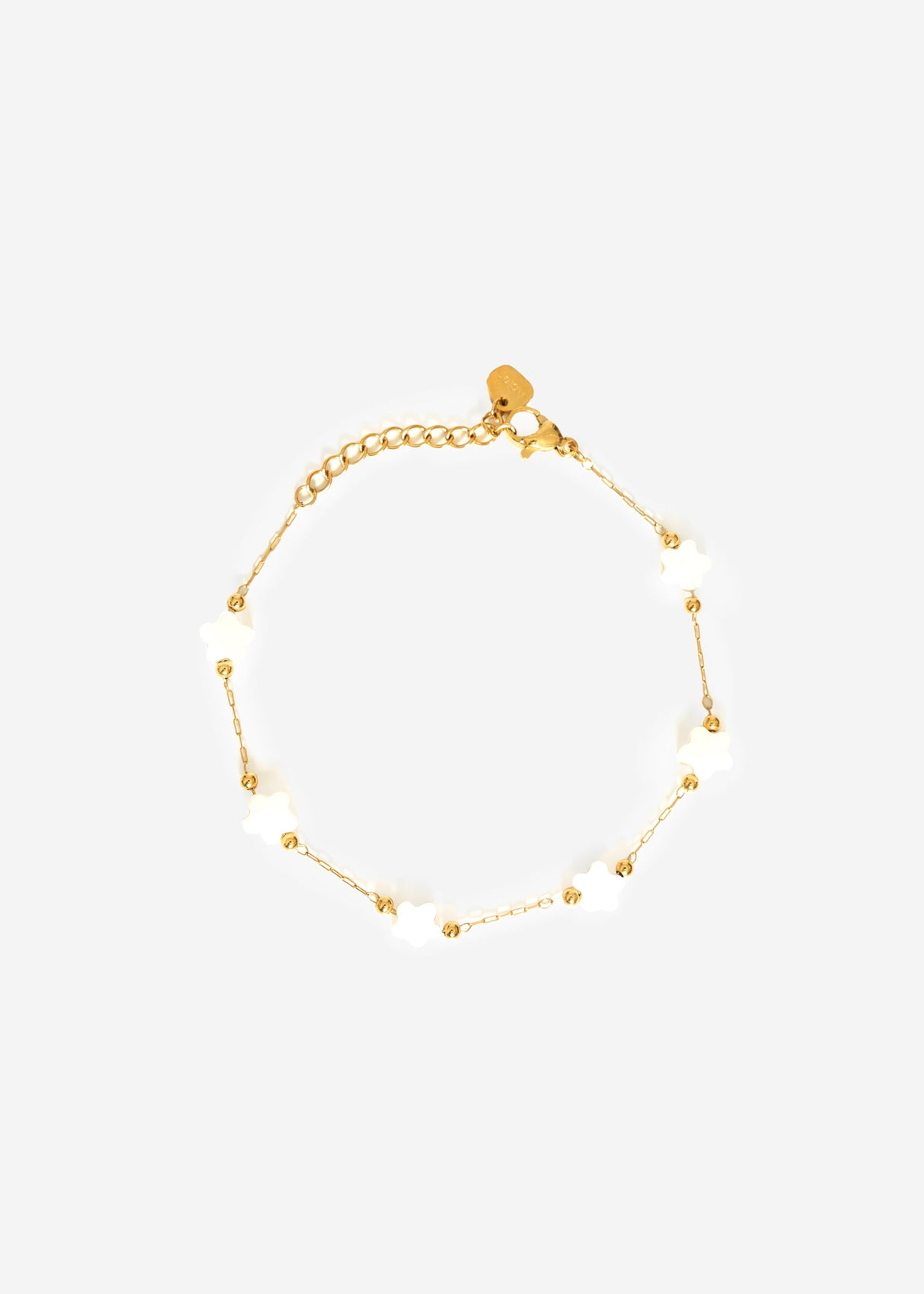 Bracelet with white clover leaves - gold
