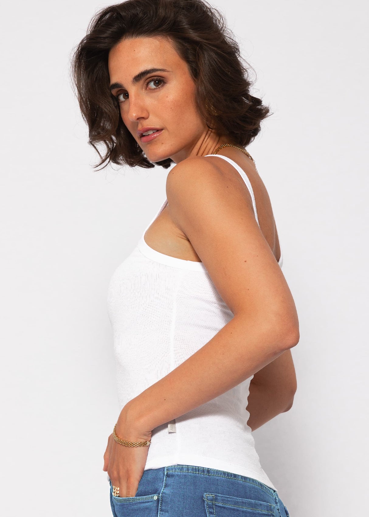 Asymmetrisches Tank Top - weiß