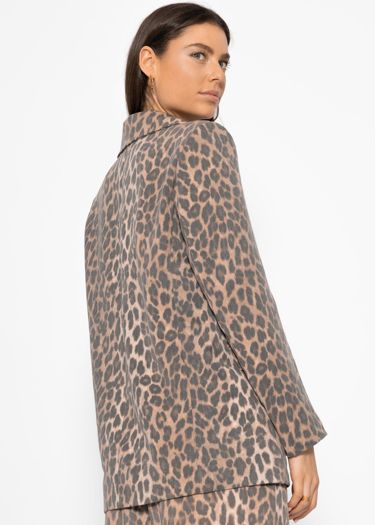 Blazer with leopard print - brown
