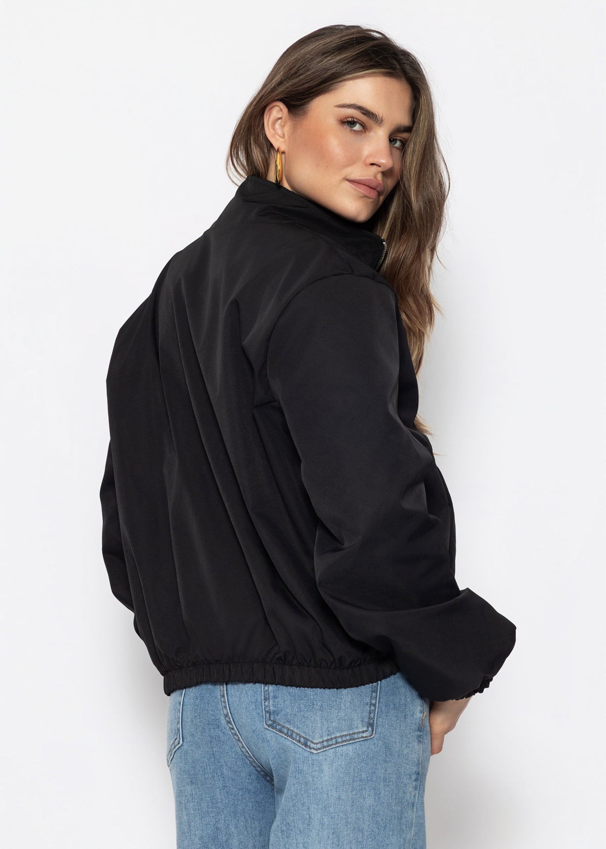 Blousonjacke mit elastischem Bund - schwarz
