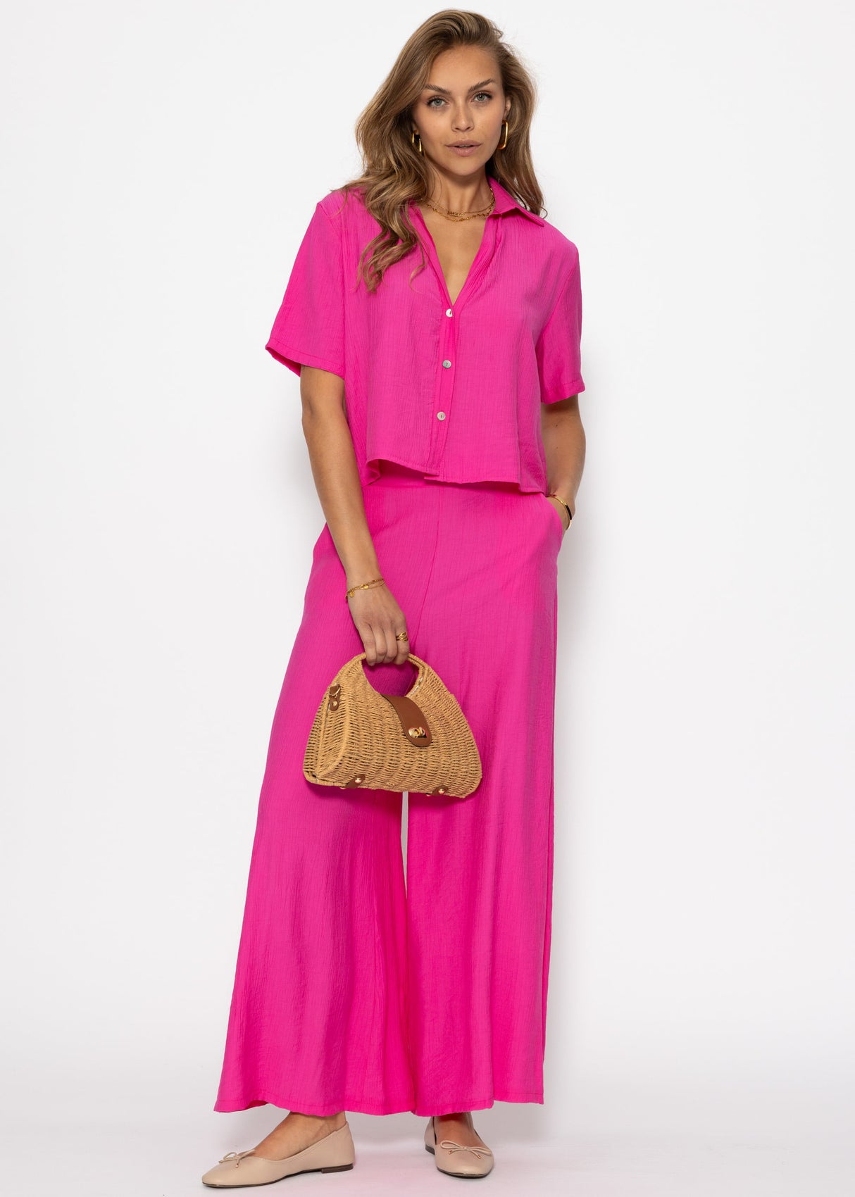 Blouse in crincle optics - pink