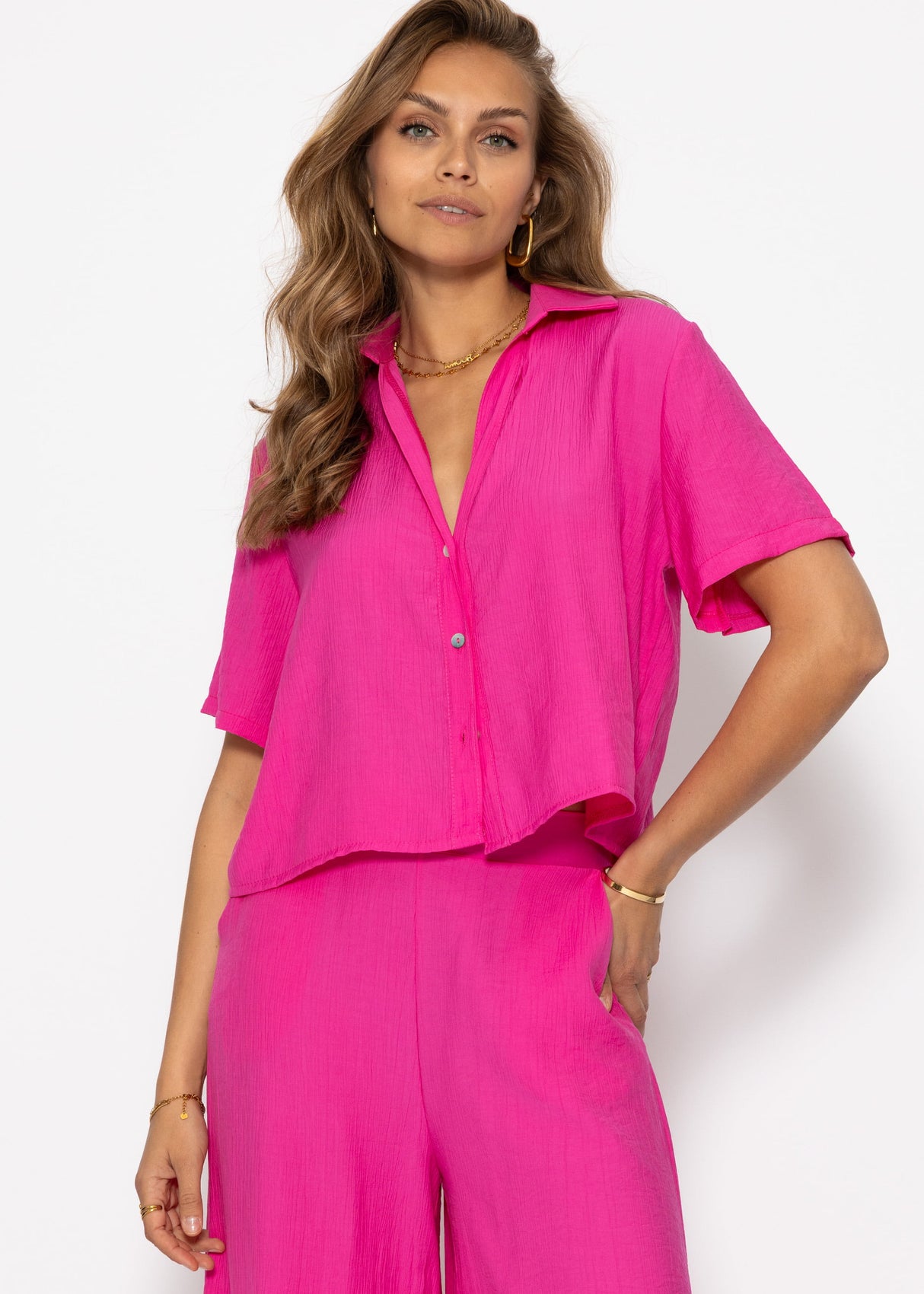 Blouse in crincle optics - pink