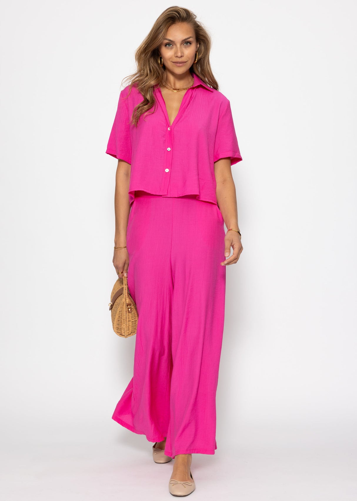 Blouse in crincle optics - pink