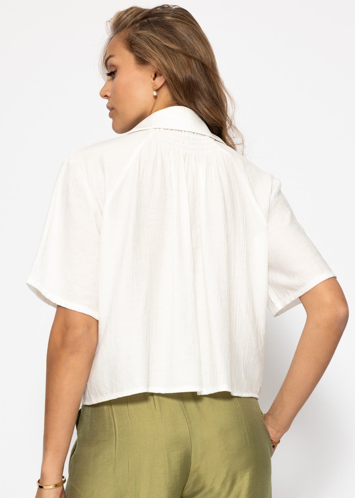 Bluse in Crincle Optik - weiß