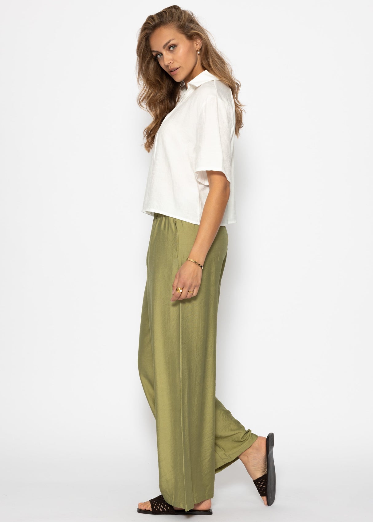 Bluse in Crincle Optik - weiß