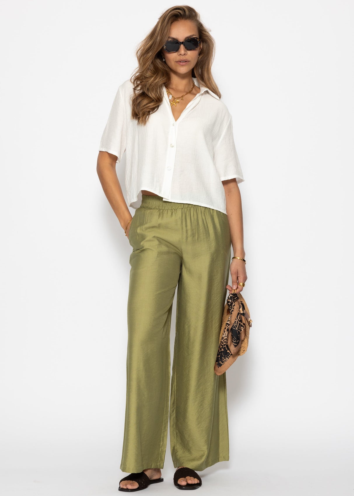 Bluse in Crincle Optik - weiß