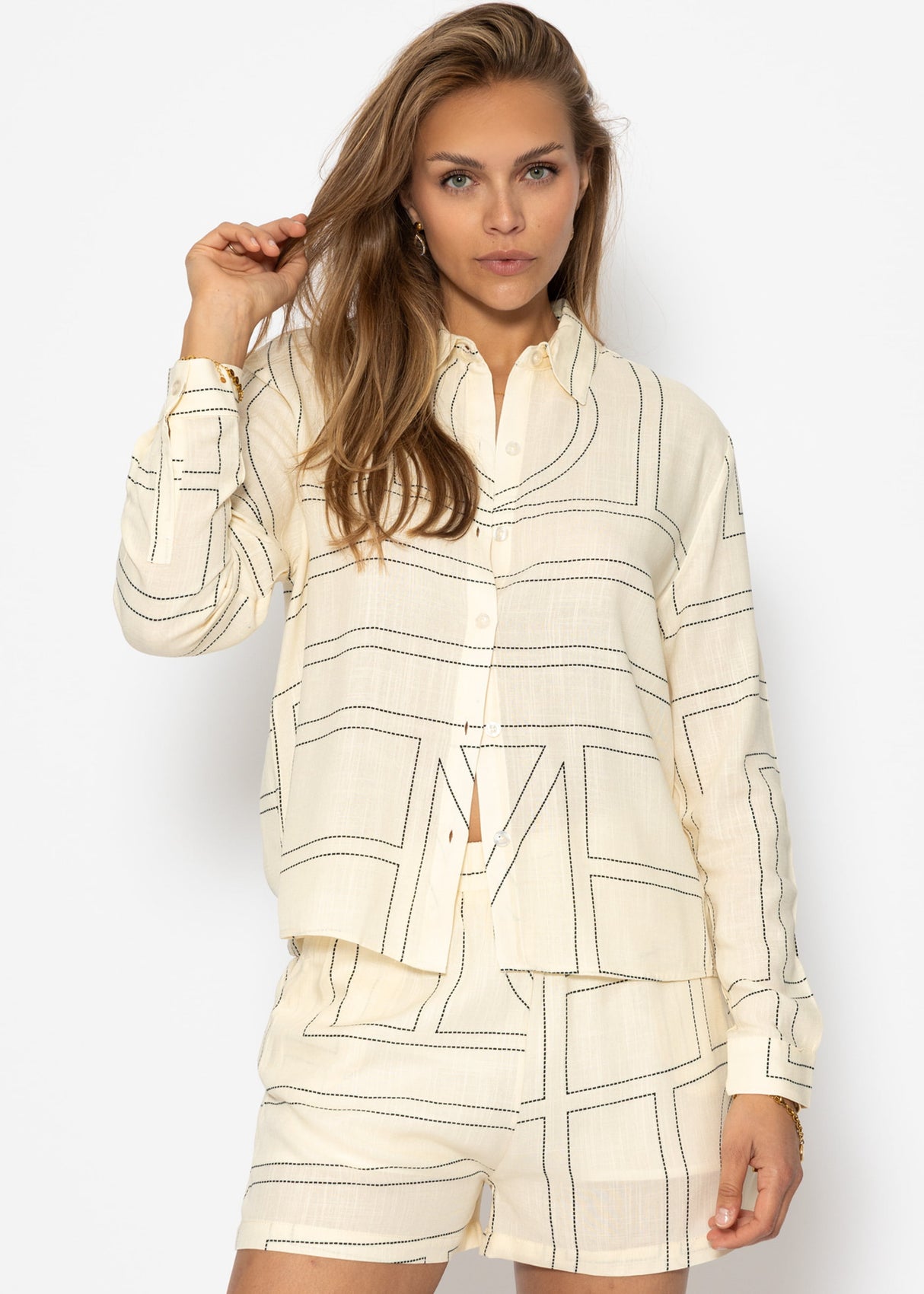 Bluse mit Print - creme