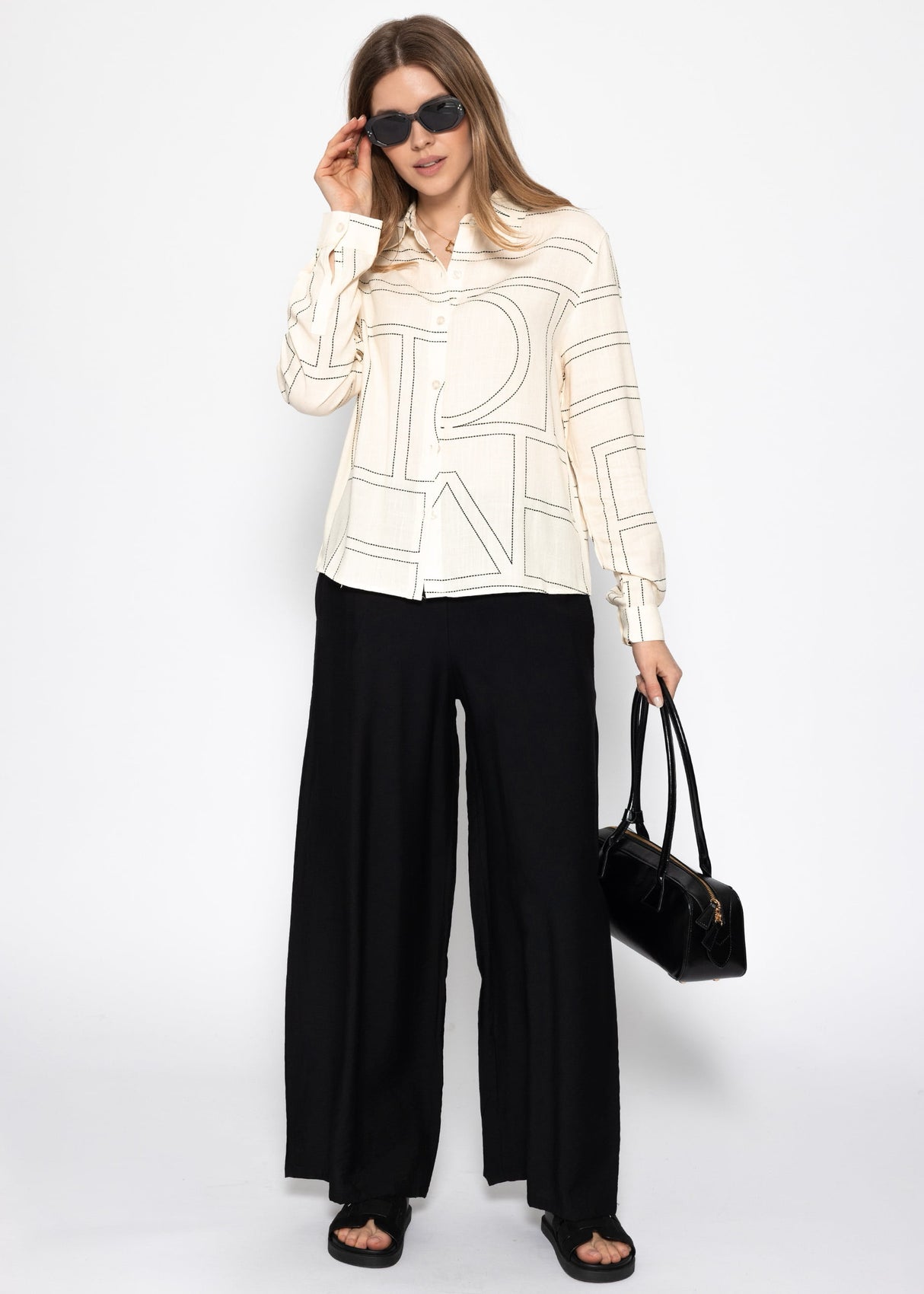 Blouse with print - cream