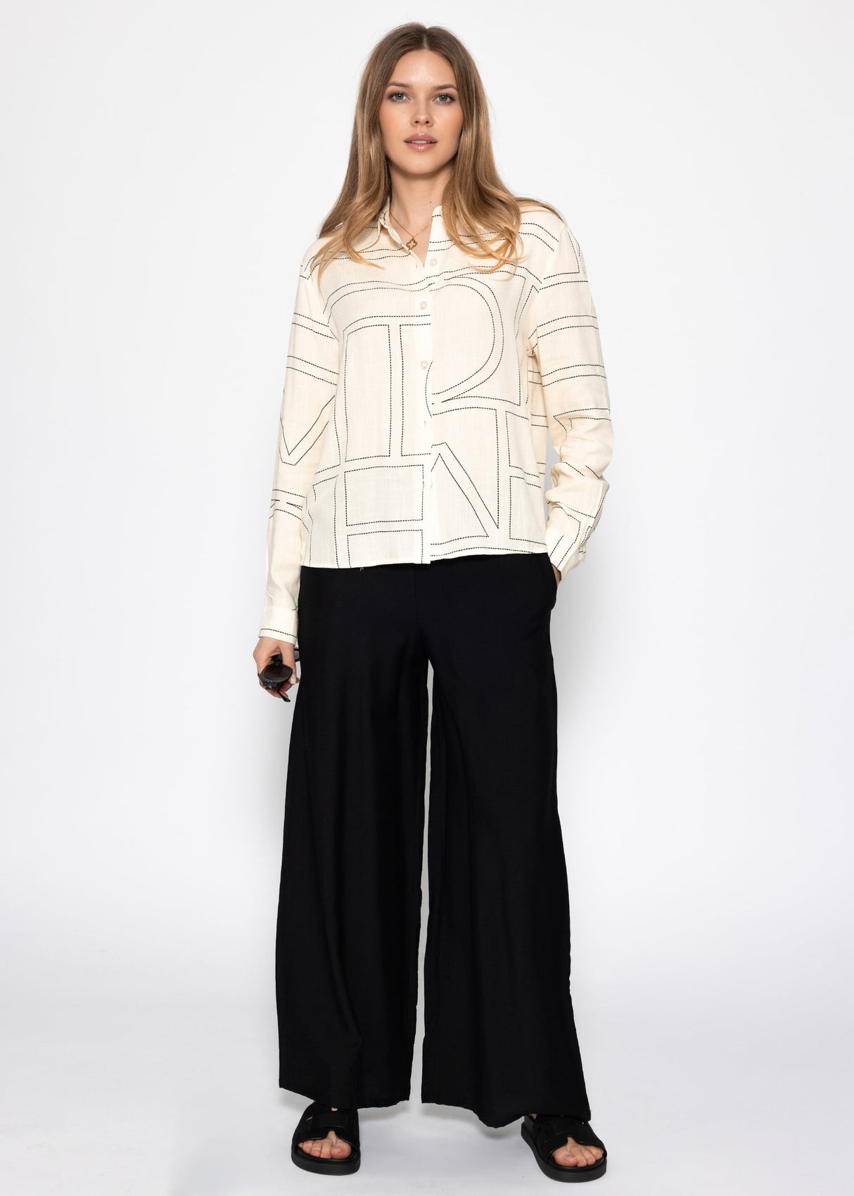 Blouse with print - cream