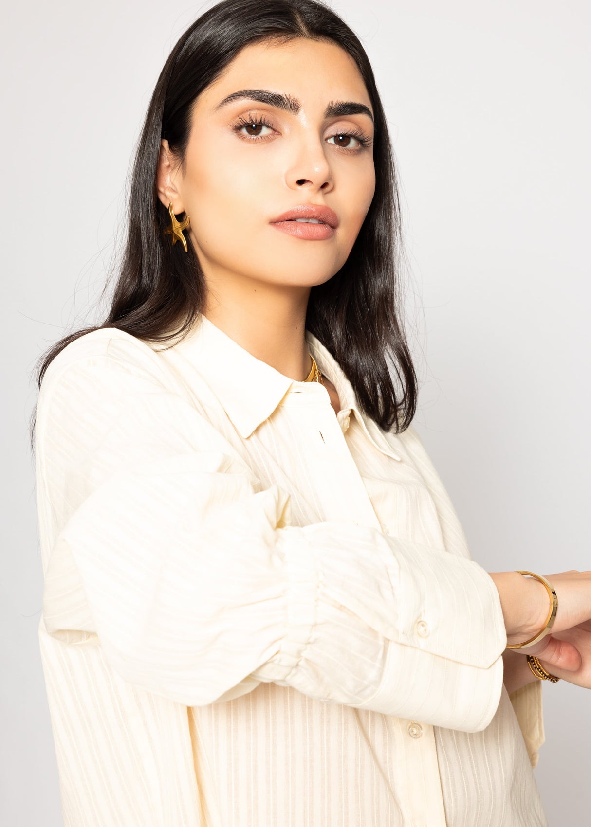 Blouse with sleeve details - butter yellow