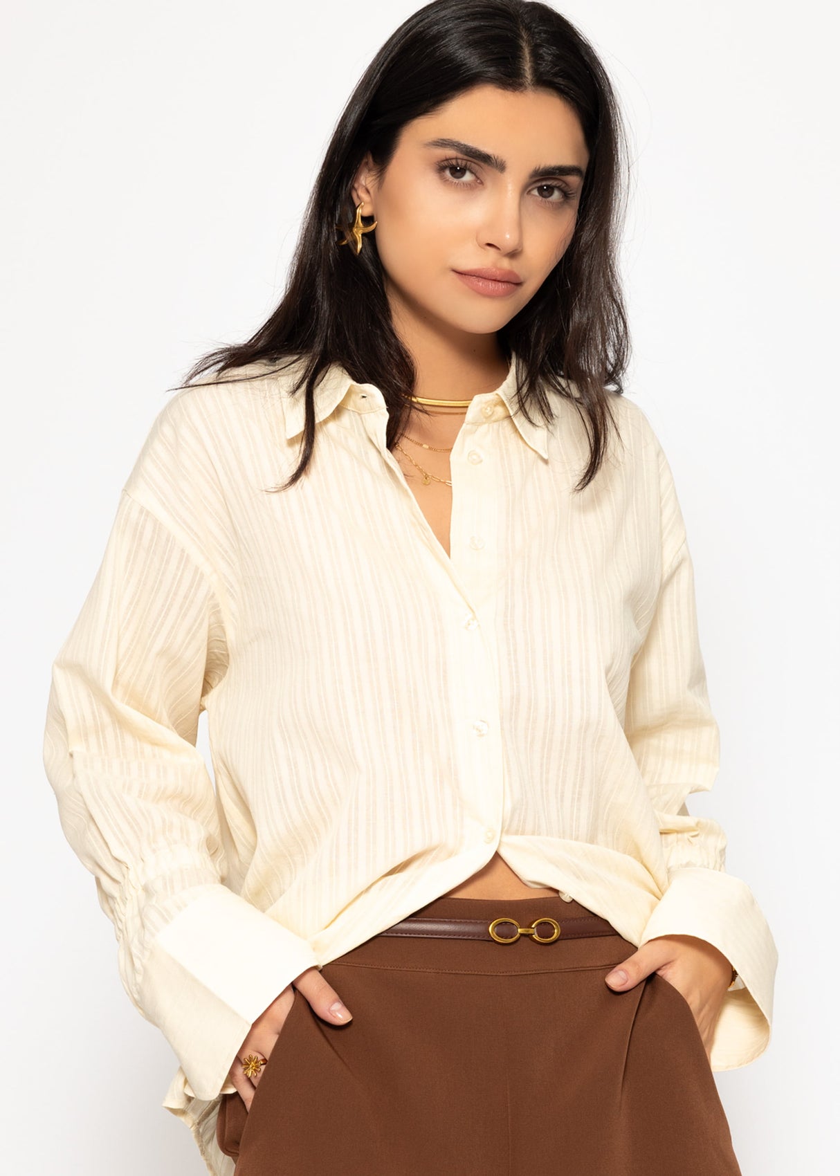 Blouse with sleeve details - butter yellow