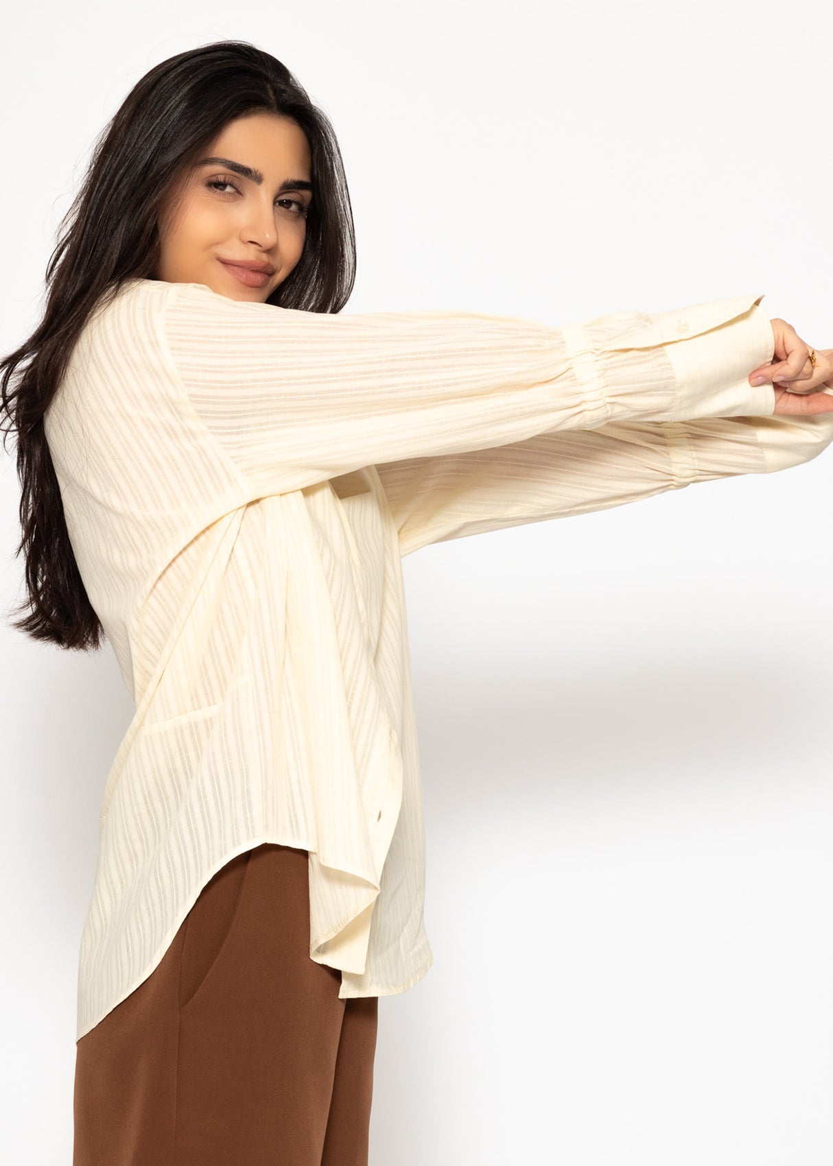 Blouse with sleeve details - butter yellow