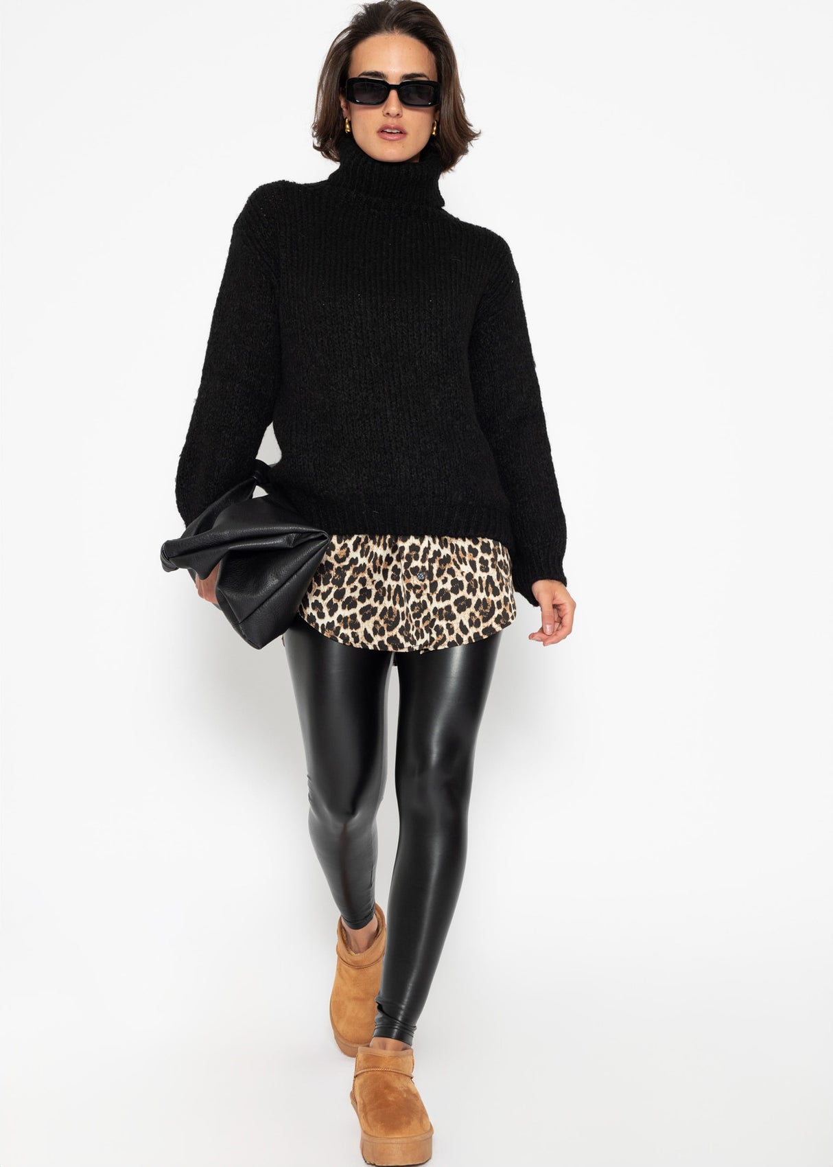 Blouse skirt with leopard print - brown