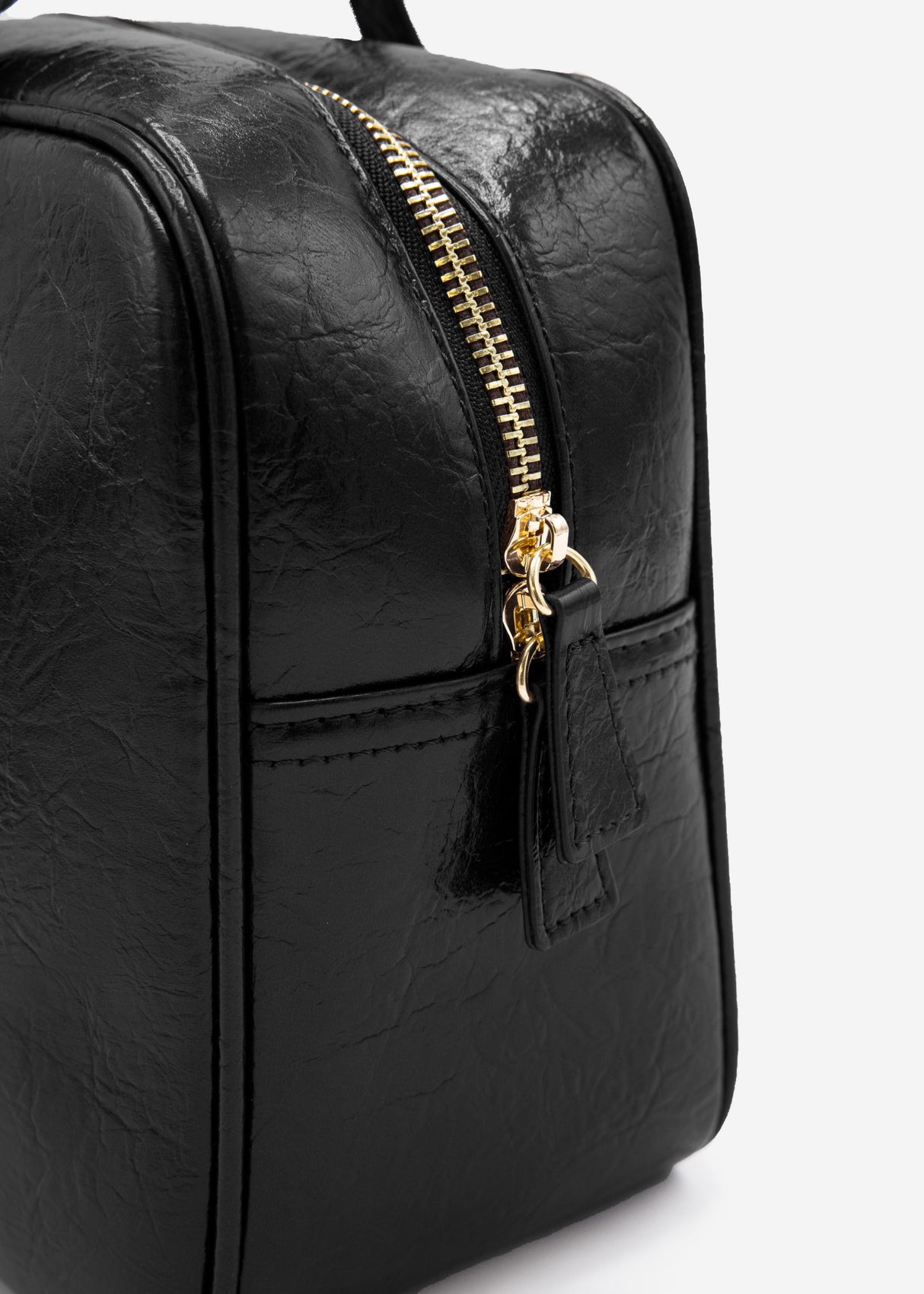 Bowling bag made of synthetic leather - black