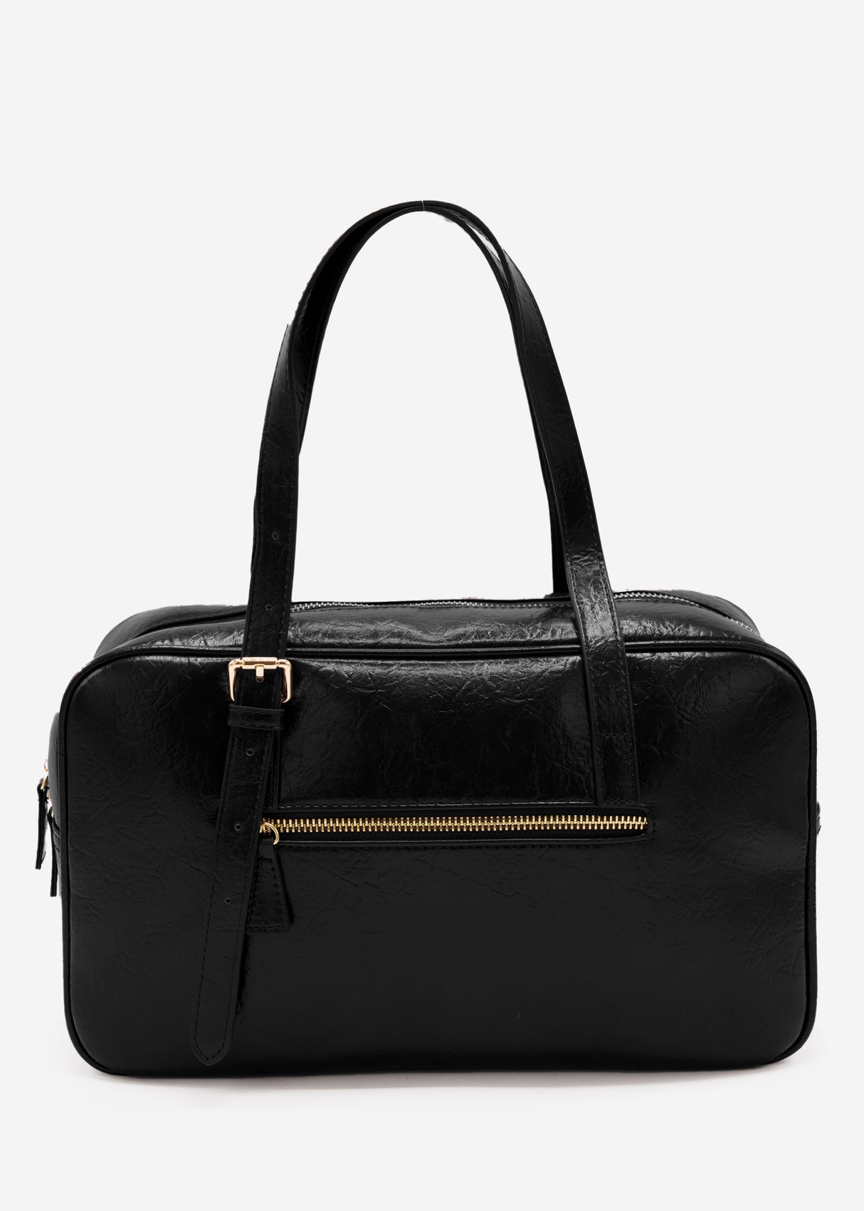 Bowling bag made of synthetic leather - black