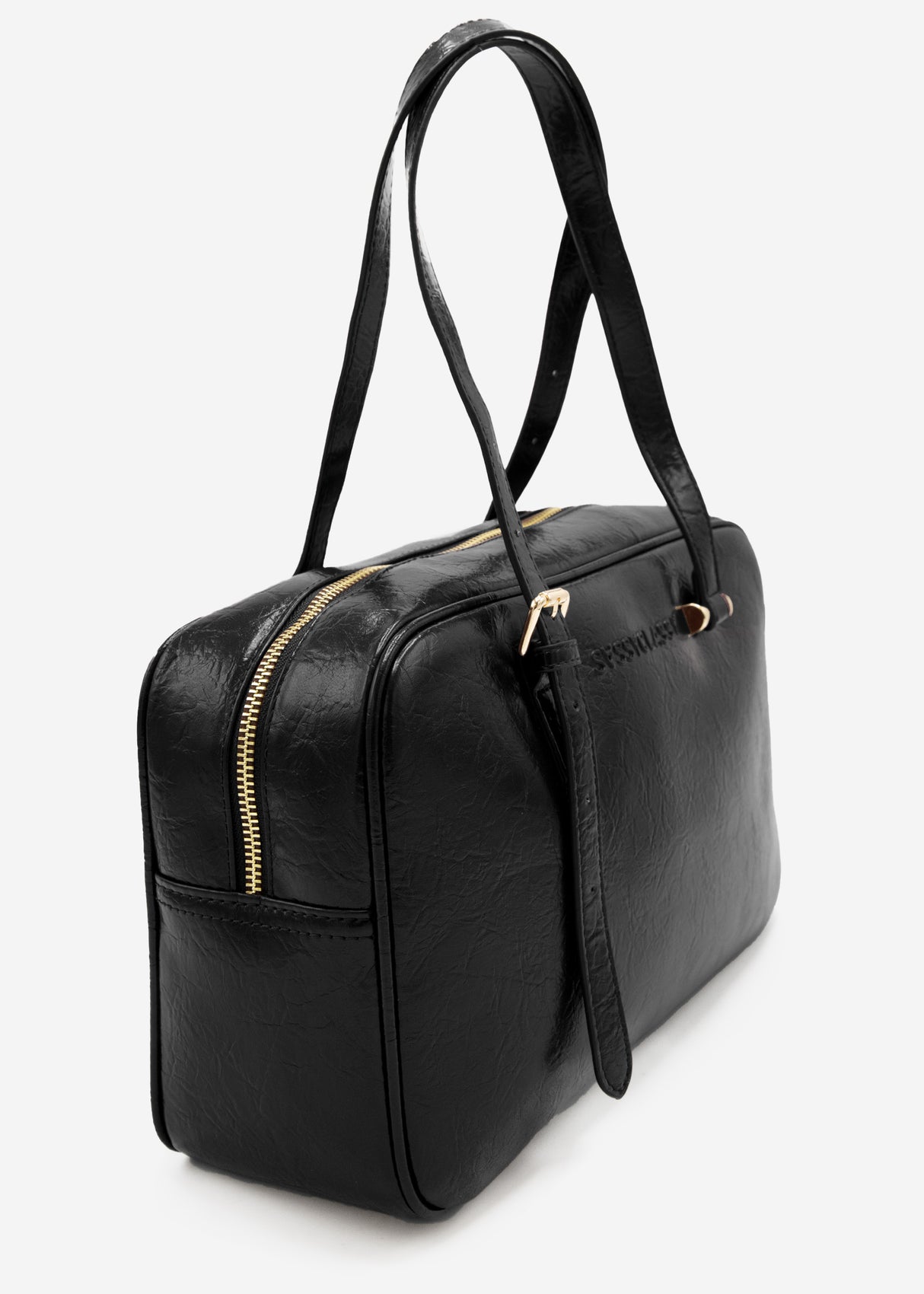 Bowling bag made of synthetic leather - black