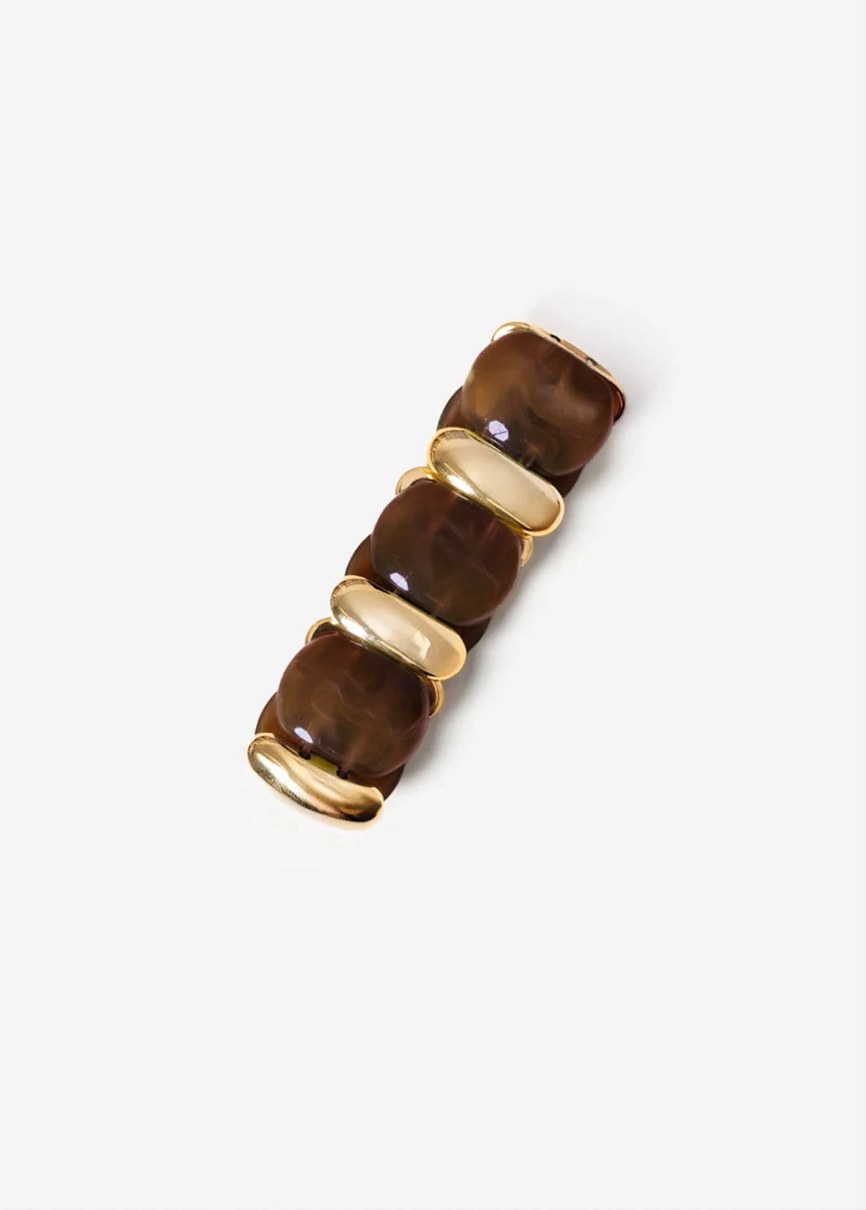 Breites Armband mit goldfarbenen Elementen - dunkelbraun