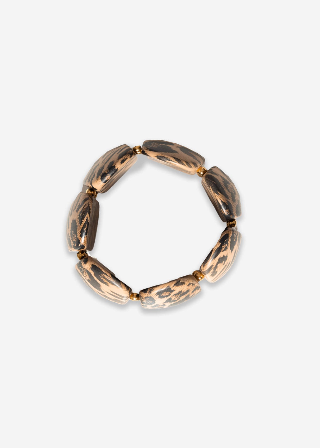 Wide elastic bracelet with leopard print - beige