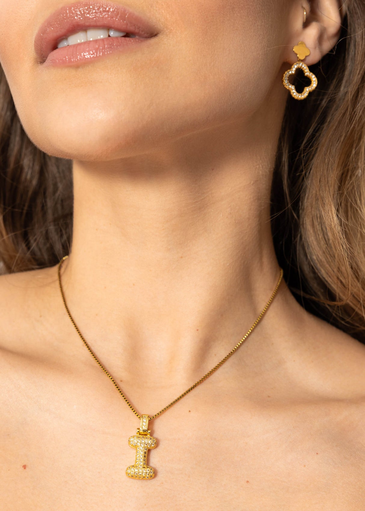 Buchstaben Kette - I - gold