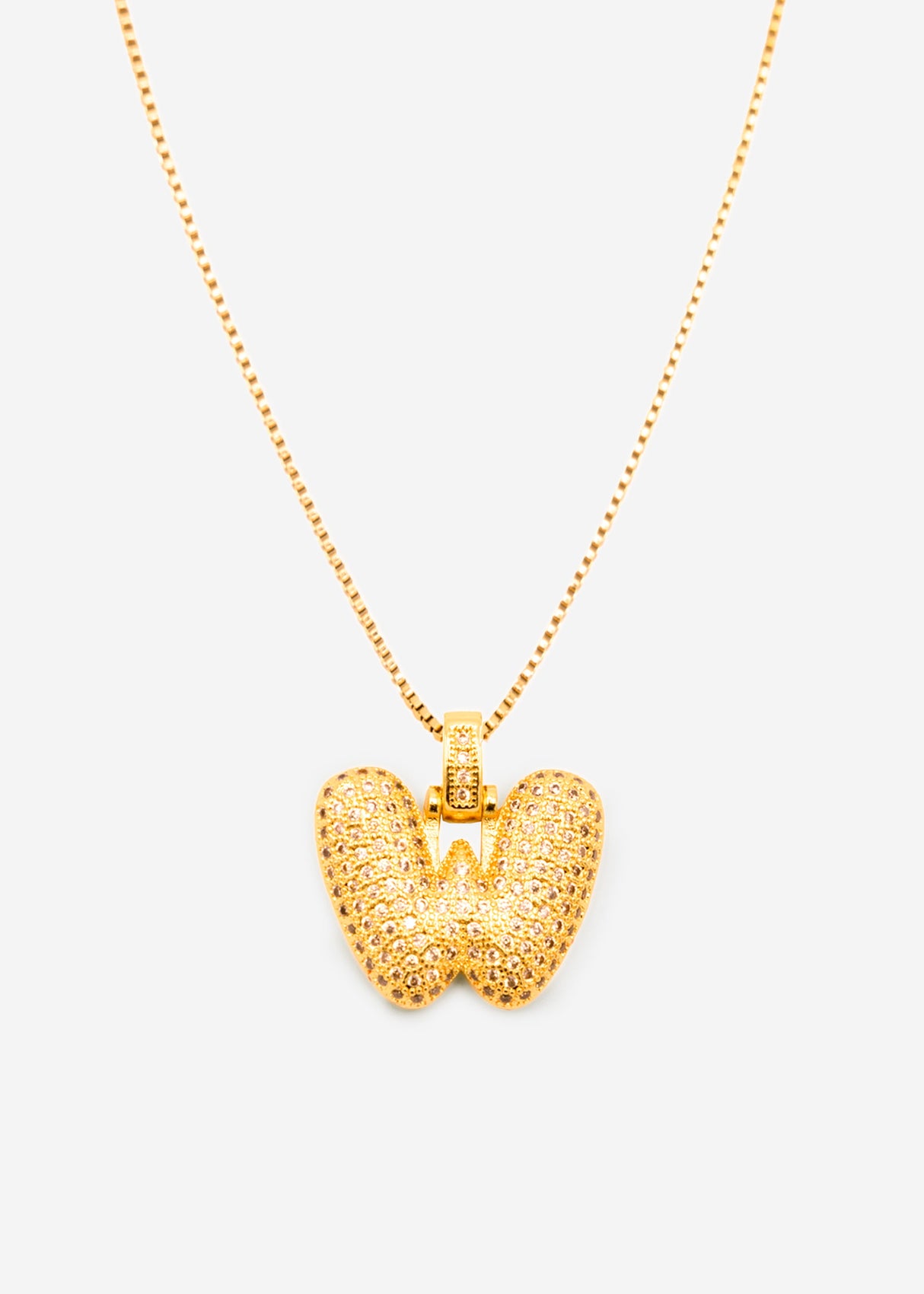 Letter necklace - W - gold