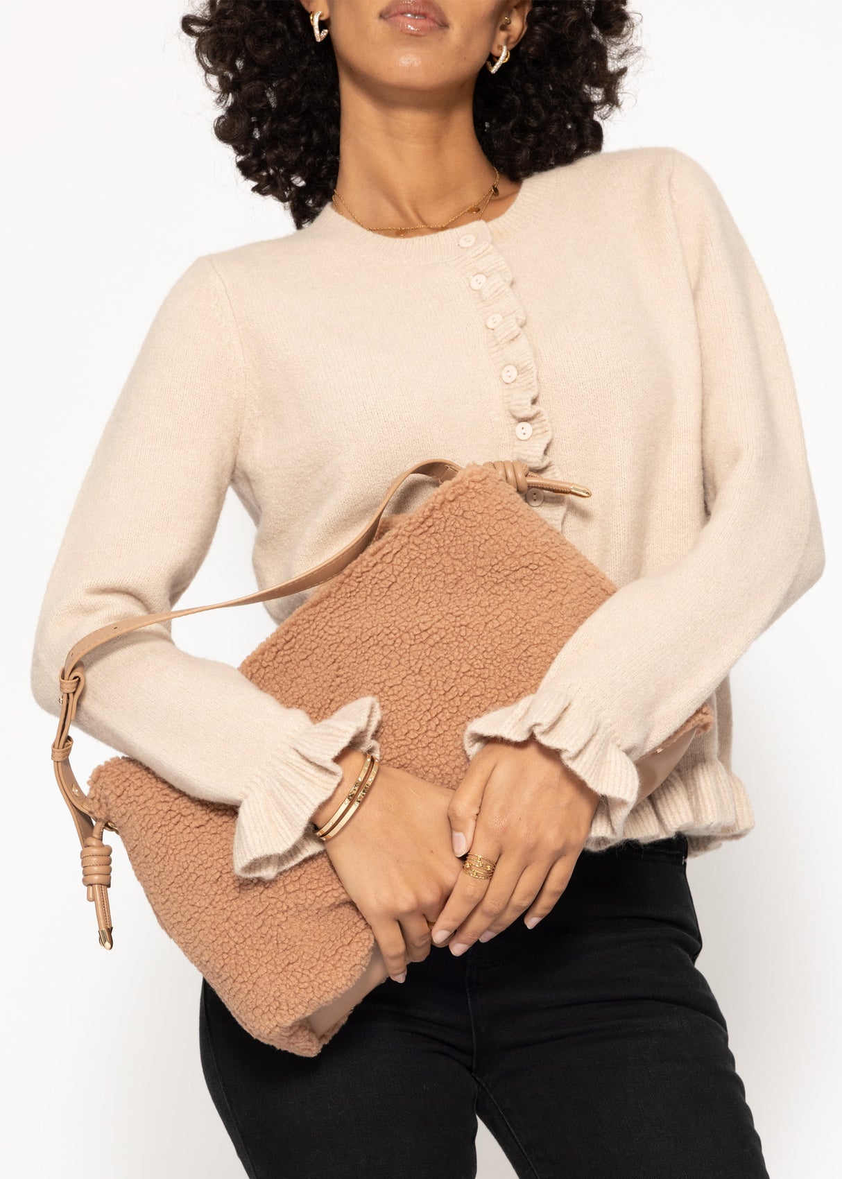 Bucket Bag aus Teddy - braun