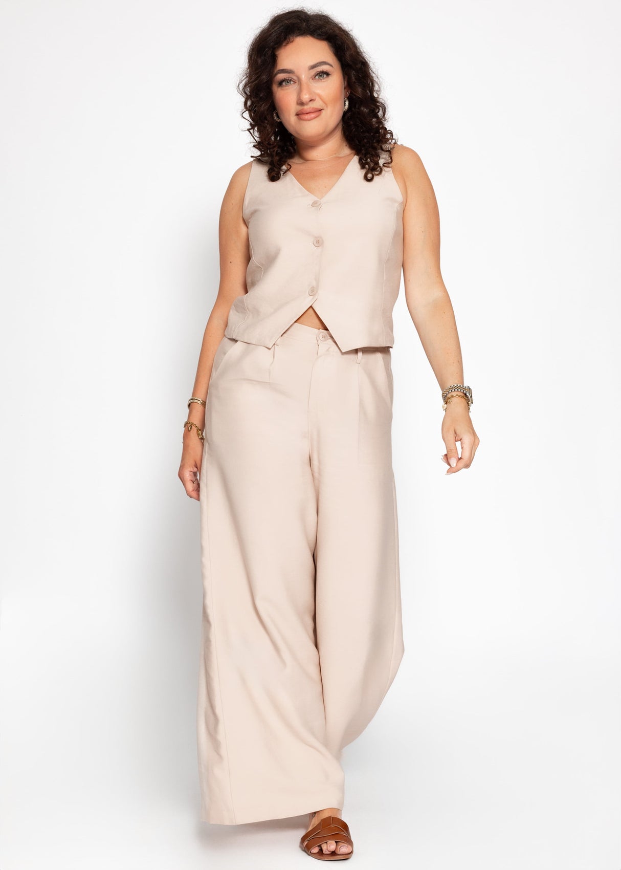 Bundfaltenhose - beige