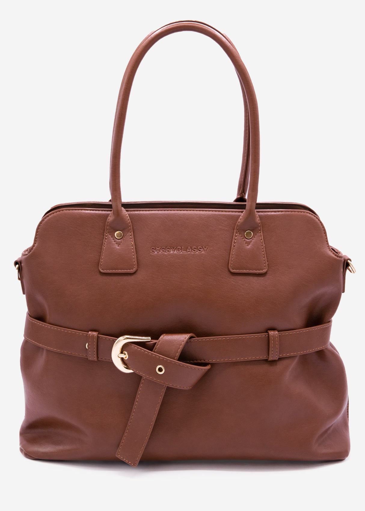 Business Handtasche mit Zierschnalle - dunkelbraun