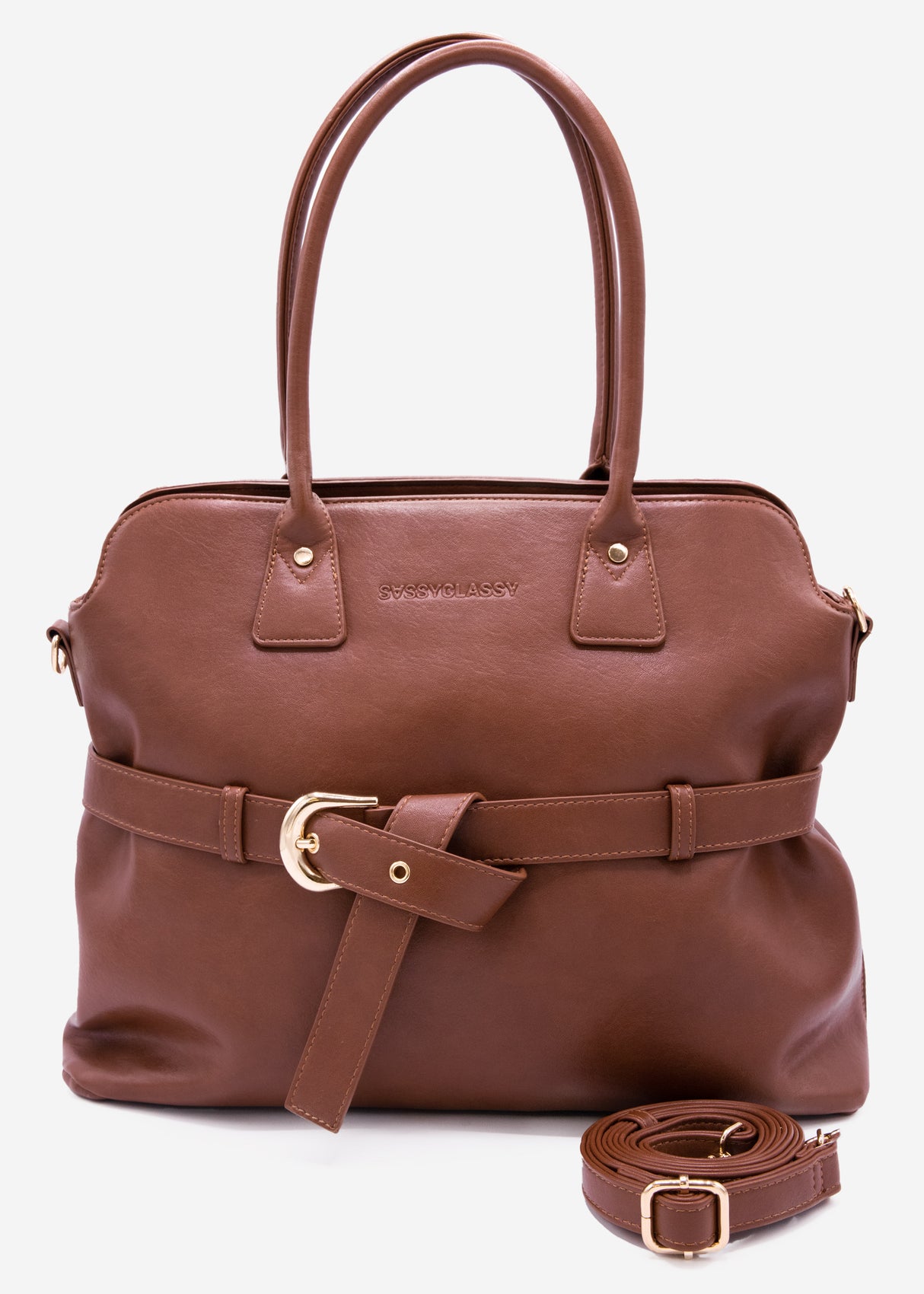 Business Handtasche mit Zierschnalle - dunkelbraun