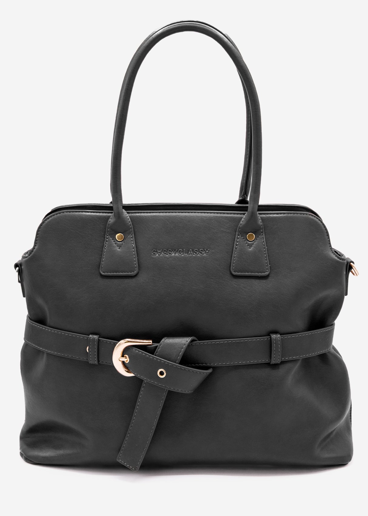 Business Handtasche mit Zierschnalle - schwarz