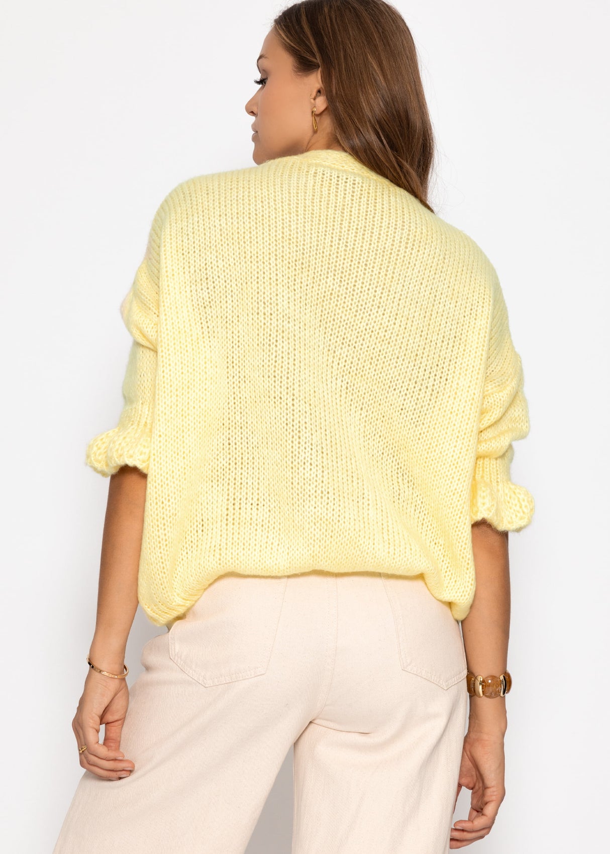 3/4-sleeve cardigan - butter yellow