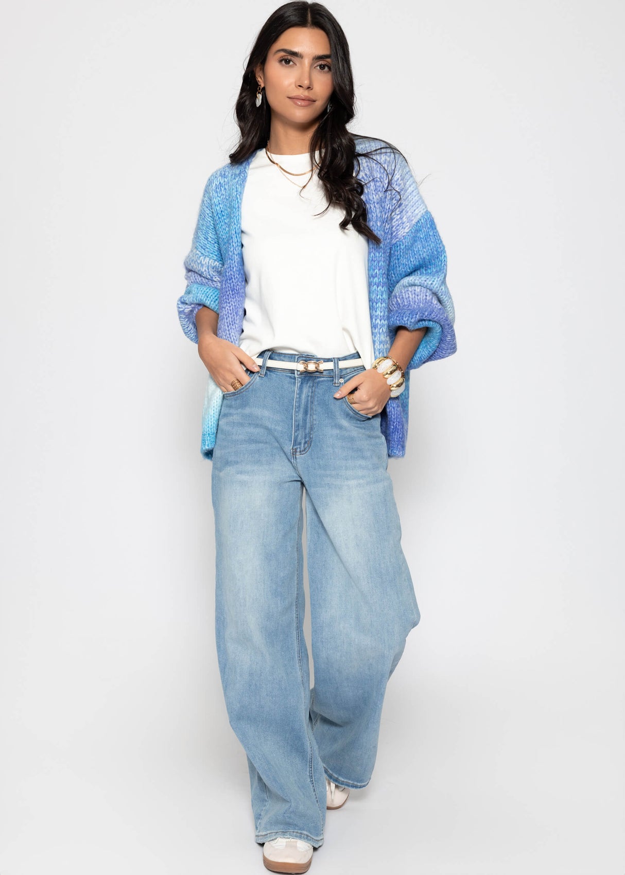 Open cardigan with color gradient - blue