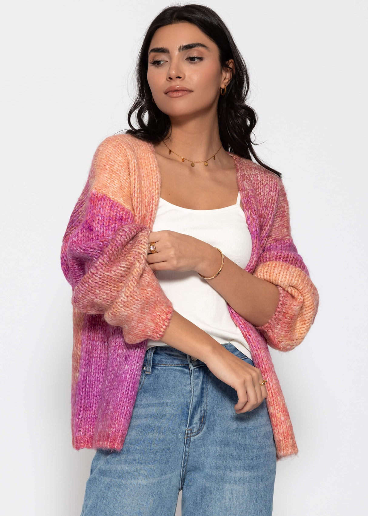 Offener Cardigan mit Farbverlauf - pink