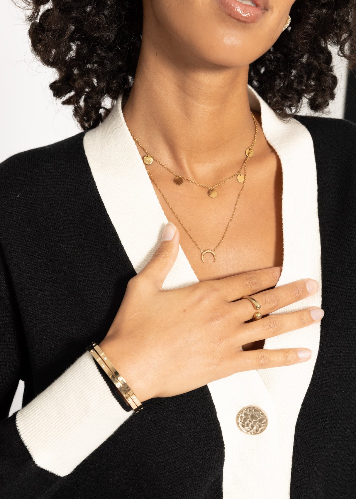 Cardigan mit Kontrastblende - schwarz