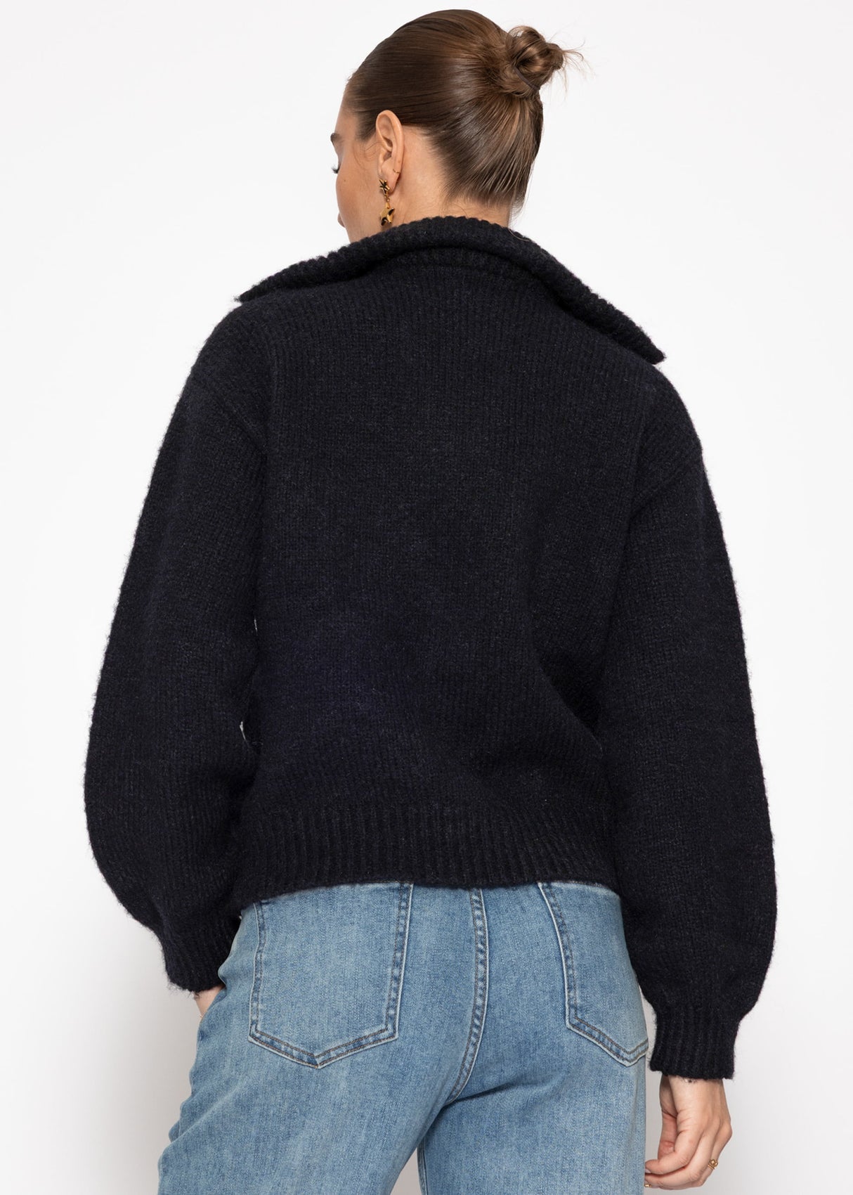 Cardigan with zipper - black