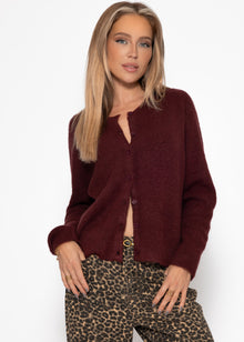 Cardigan mit Rippstruktur - burgundy