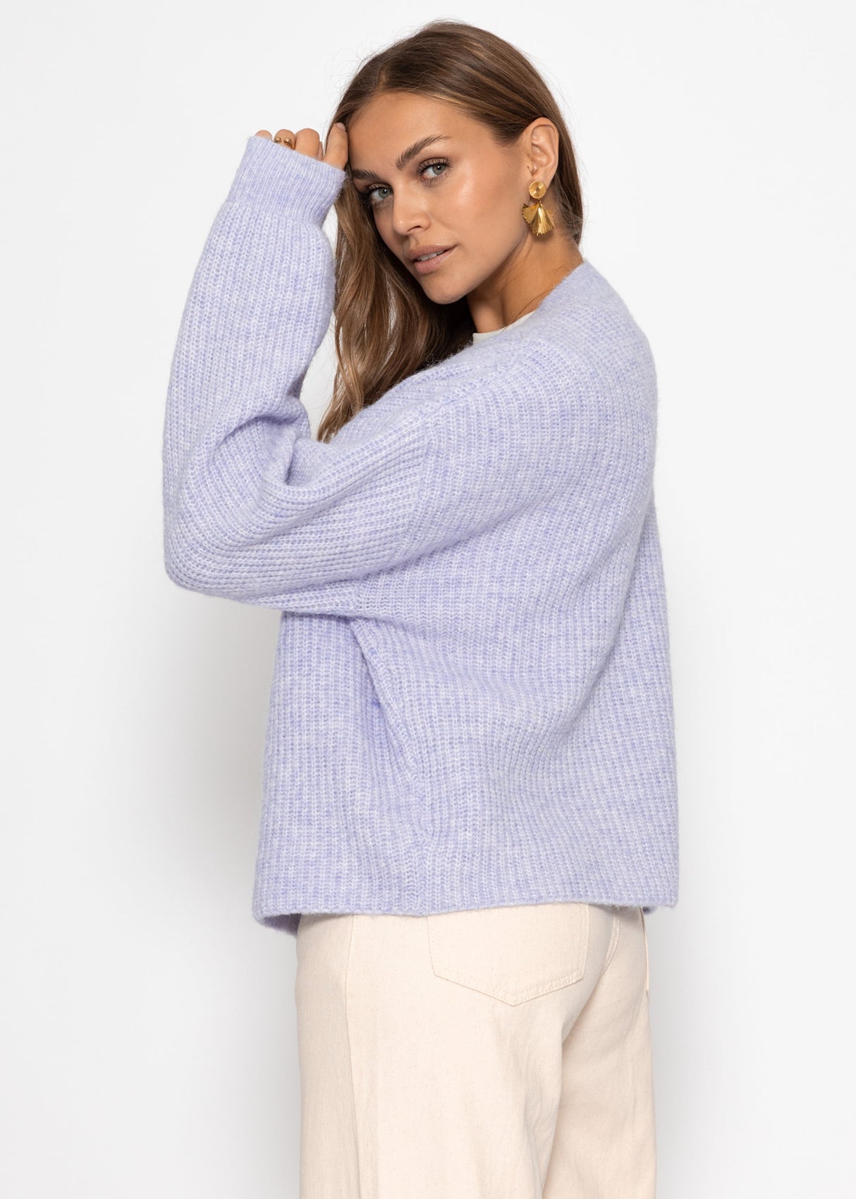 Cardigan mit Rundhalsausschnitt - flieder