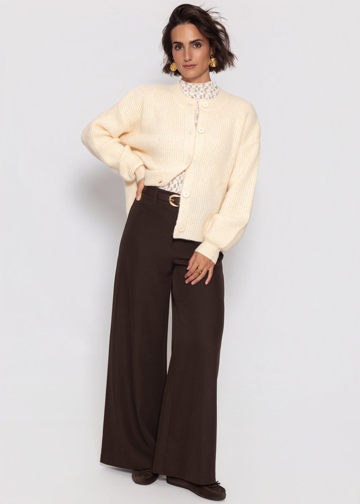 Cardigan mit Rundhalsausschnitt - offwhite