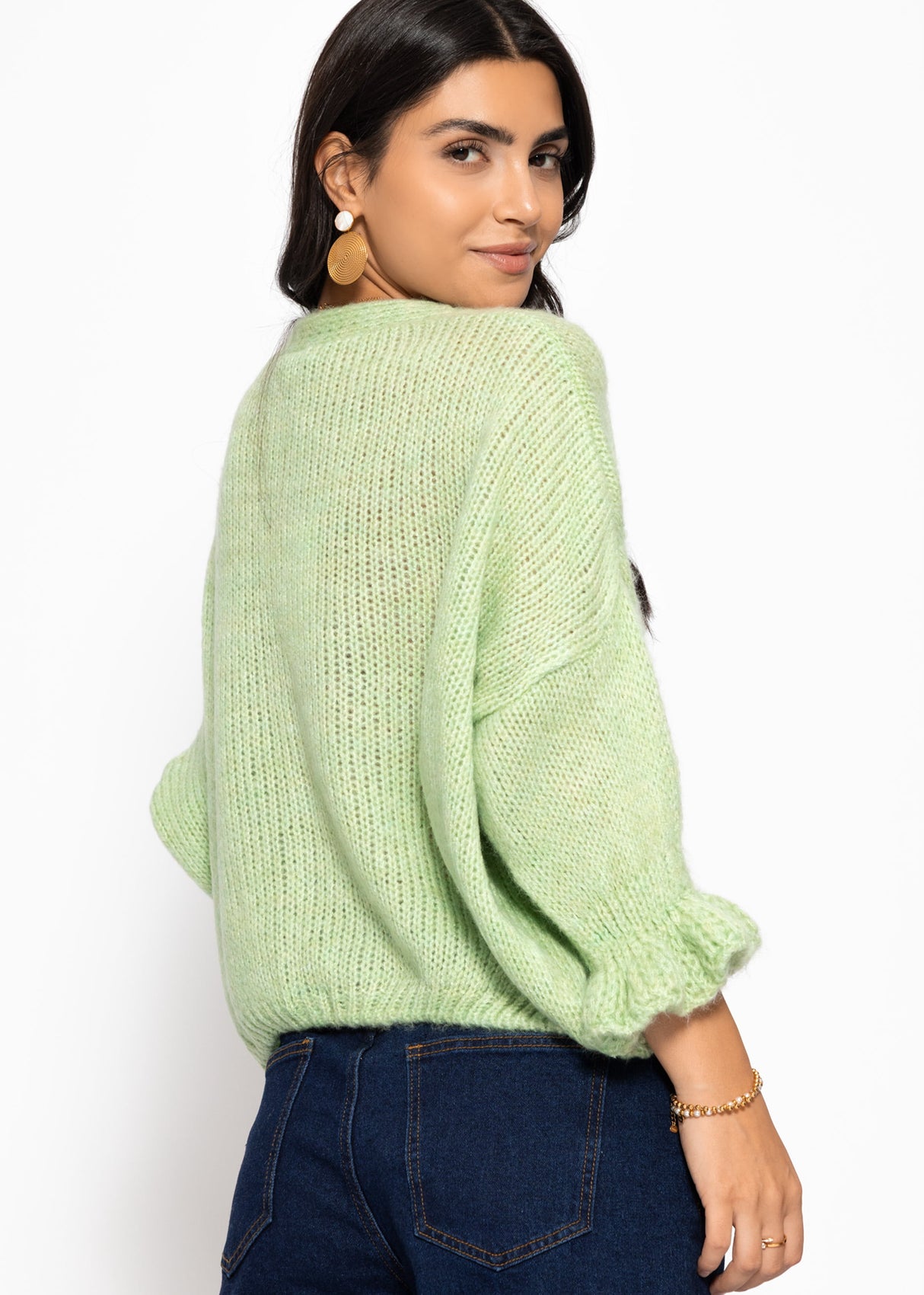 Cardigan mit 3/4-Ärmeln - grün