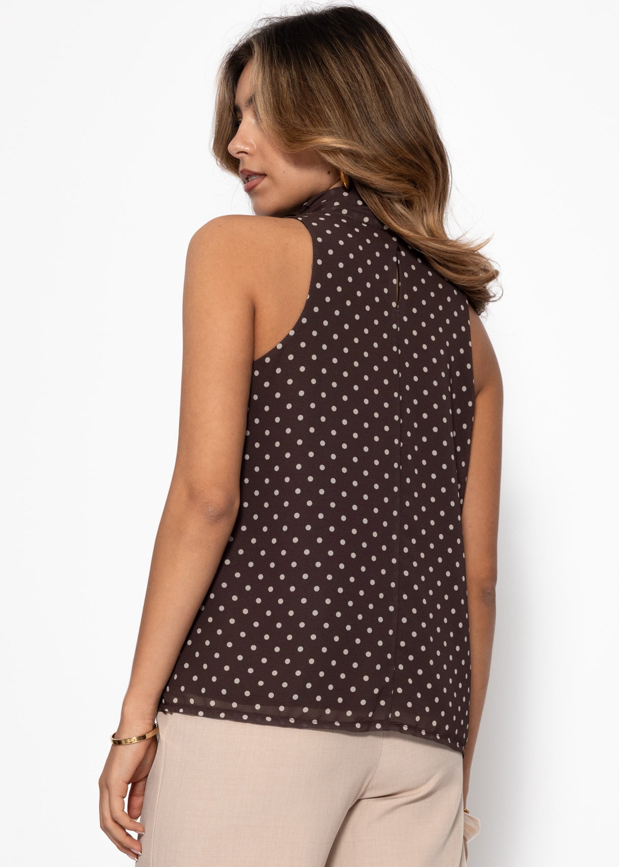 Chiffon Polka Dot Top - brown
