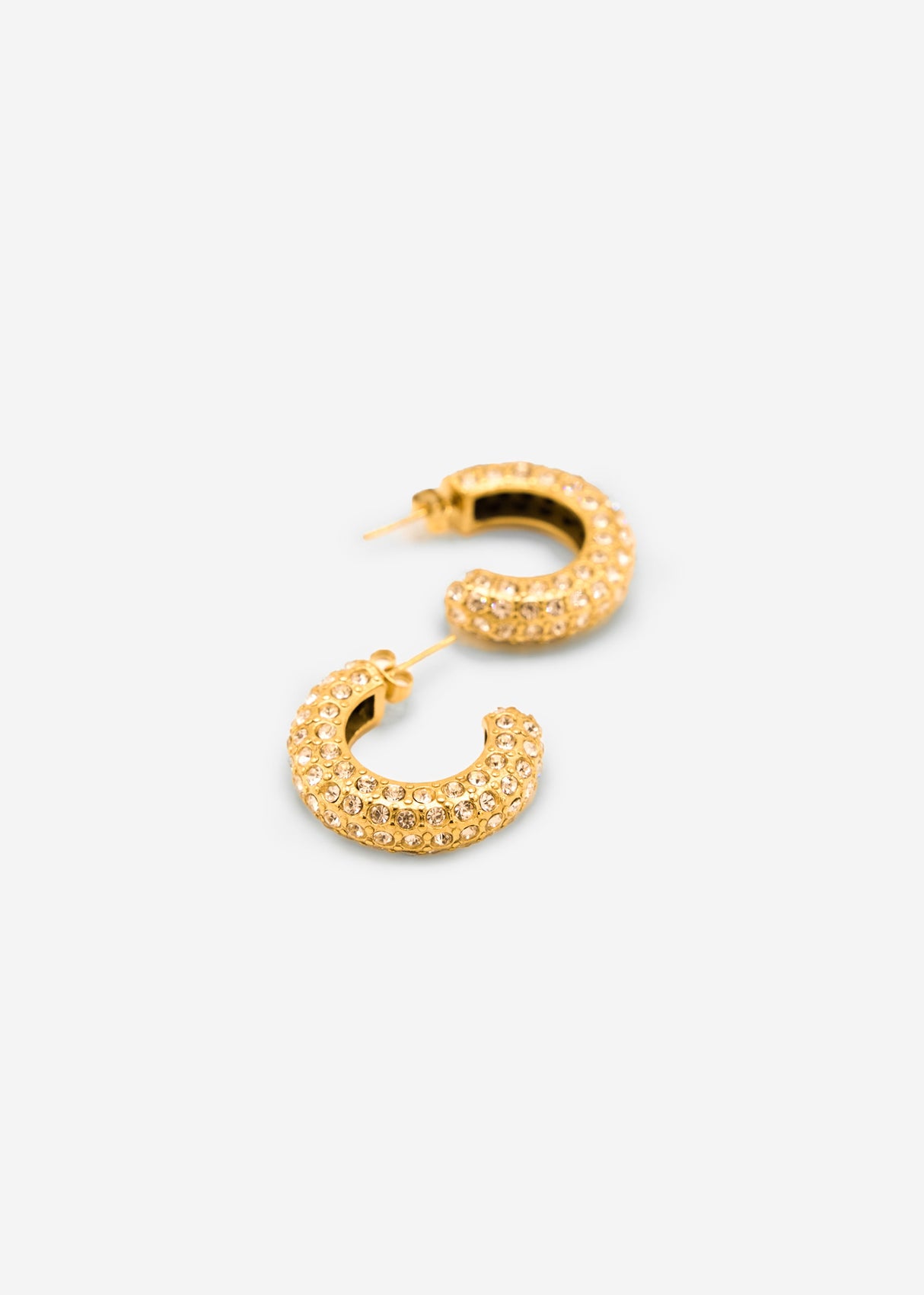 Hoop earrings with glitter stones - gold