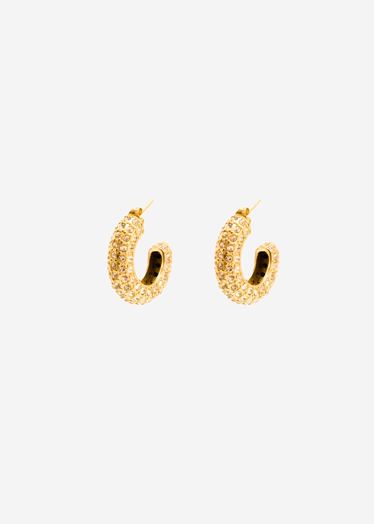 Hoop earrings with glitter stones - gold