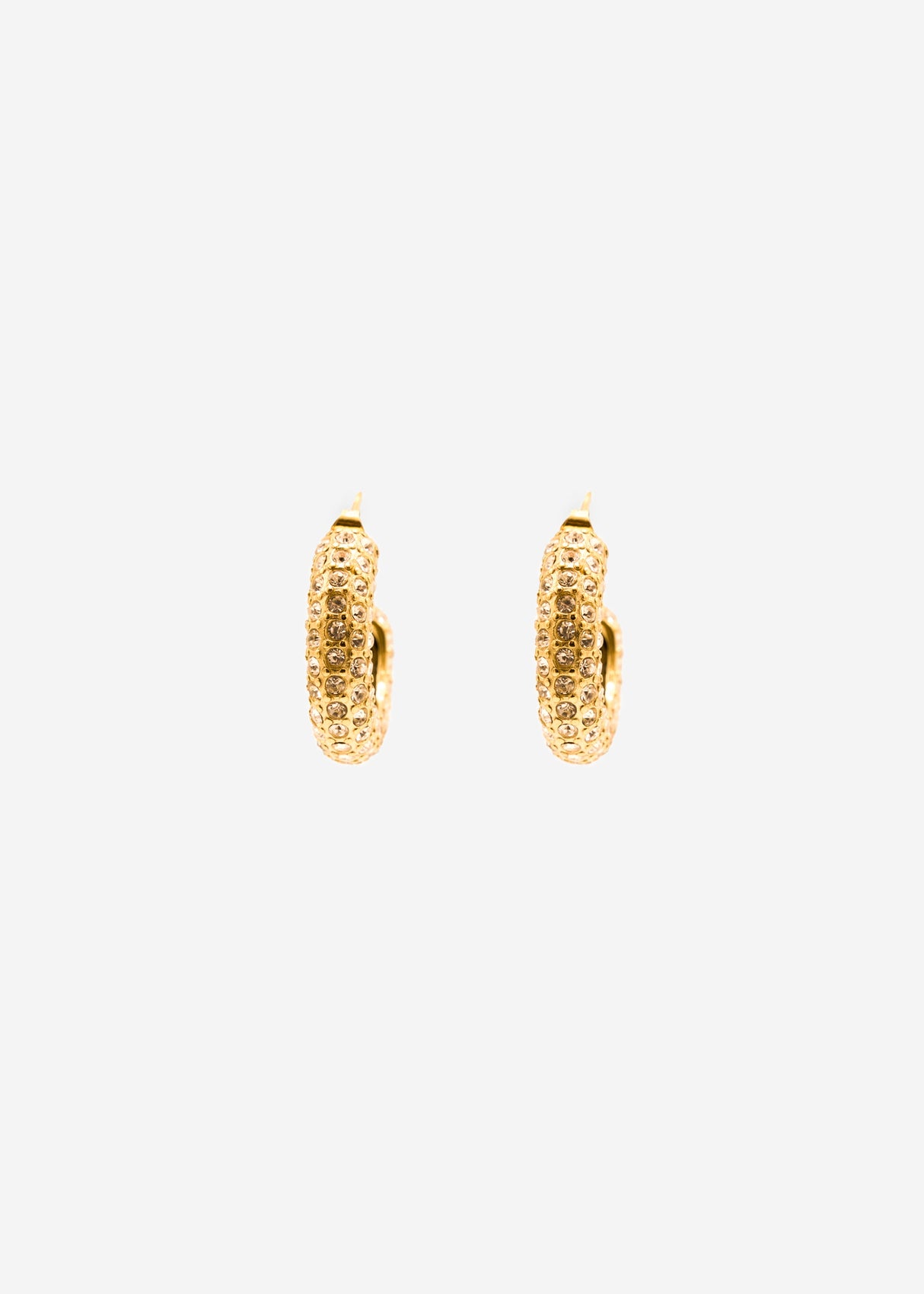 Hoop earrings with glitter stones - gold
