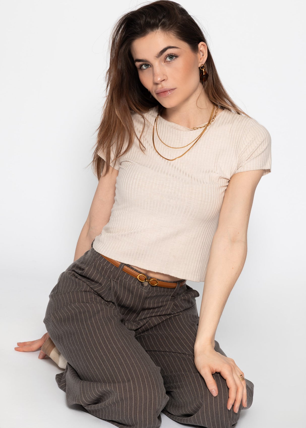 Crop shirt, beige