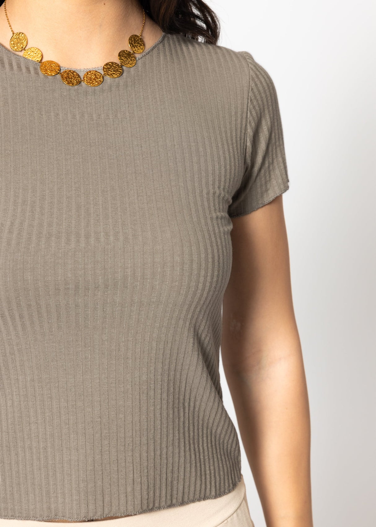 Crop-Shirt, taupe