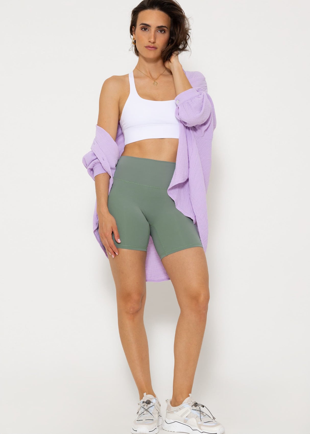 Crop Sport-BH mit Kreuz Rücken - weiß