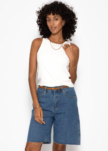 Double-layered ribbed tank top - off-white