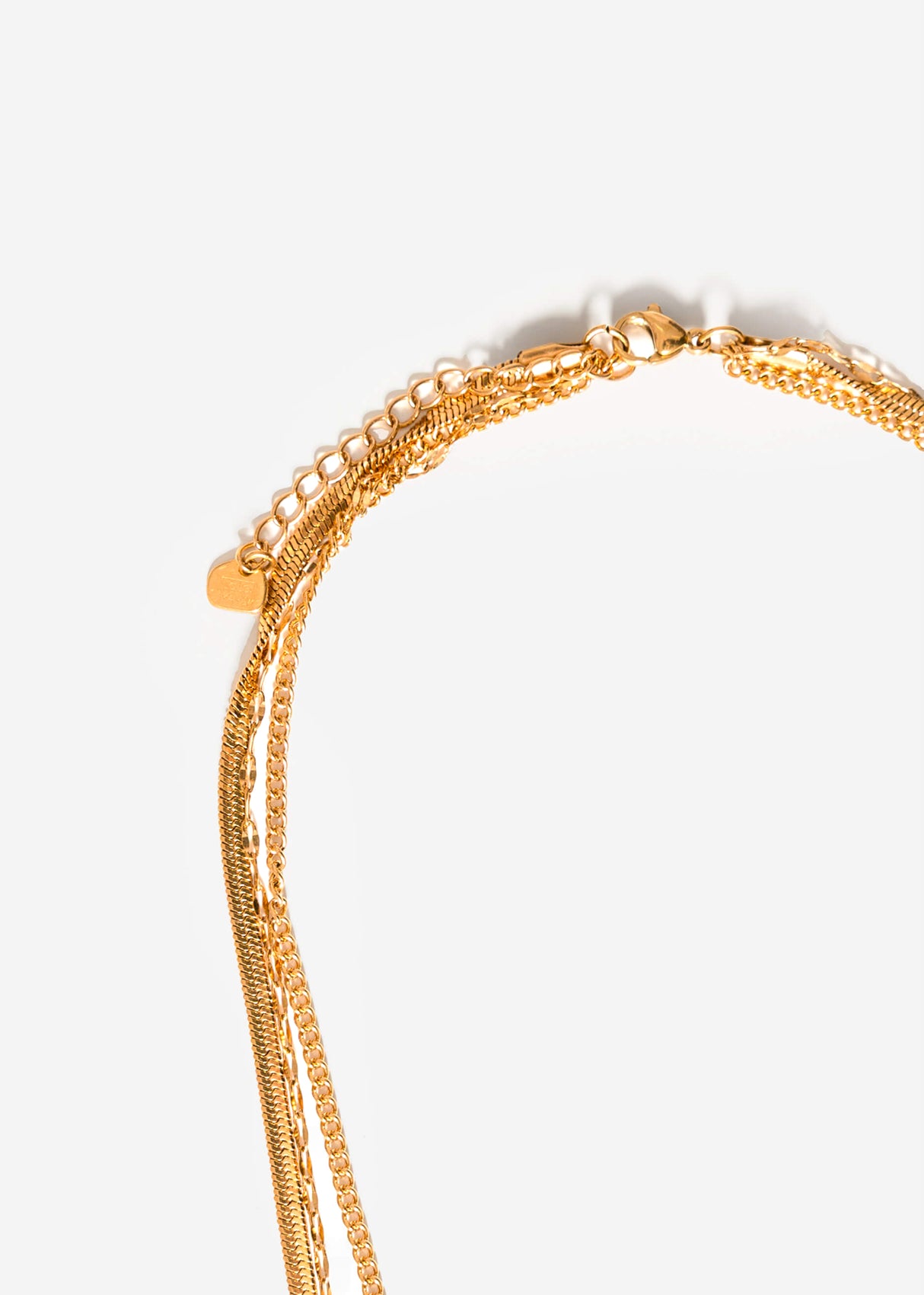 Triple necklace set with plates - gold