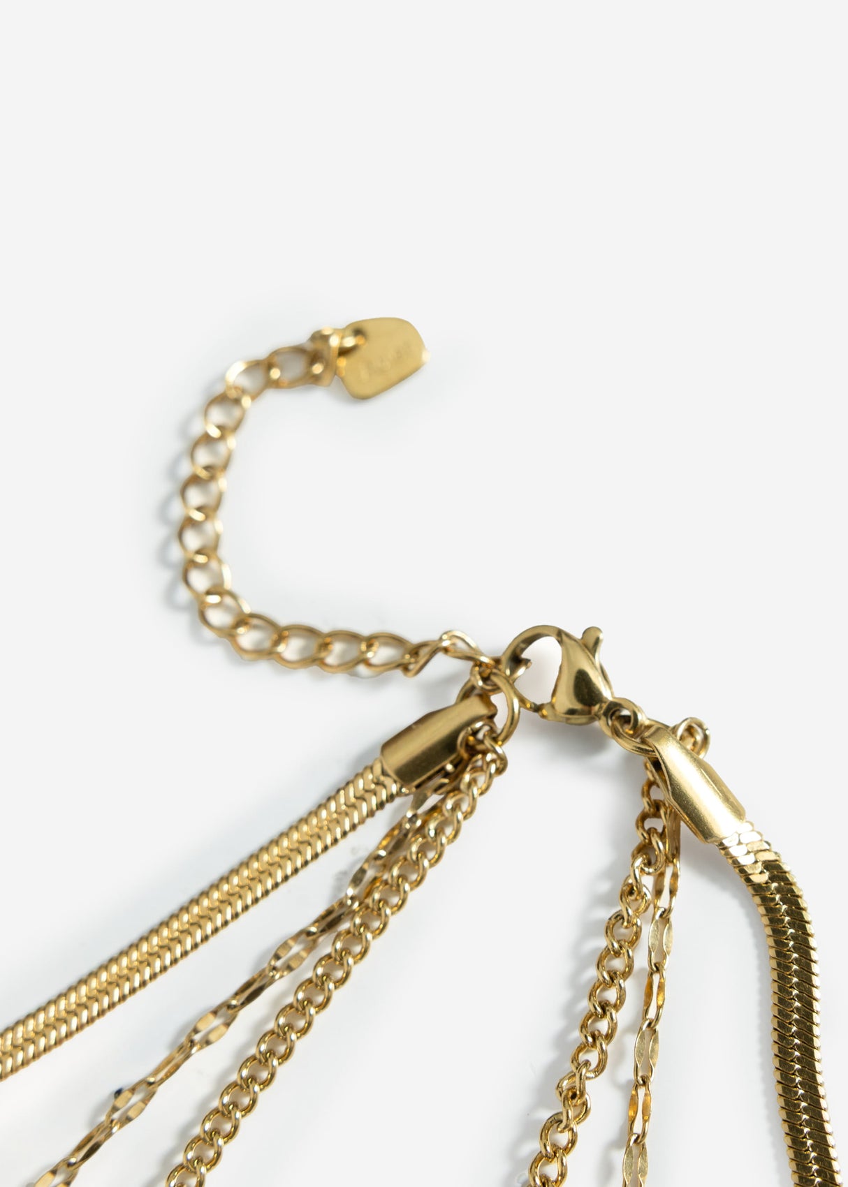 Triple necklace set with plates - gold