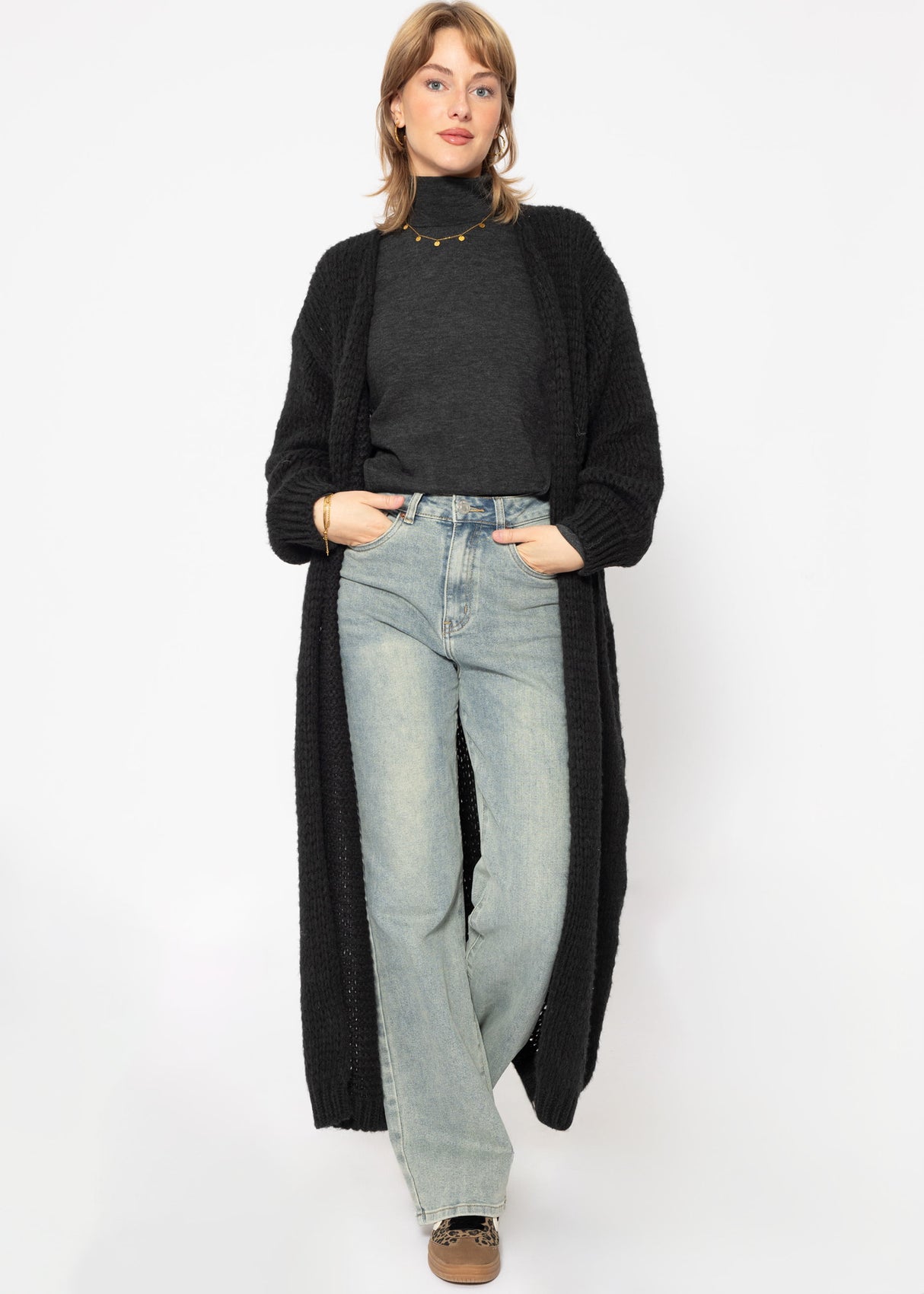 Extra long cardigan - black